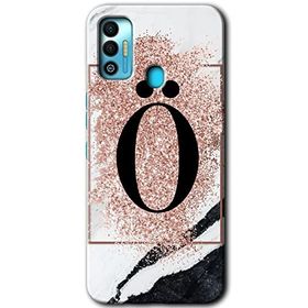 Tecno Spark 7T Pembe Mermer Desenli Ö Harfi Baskılı Uyumlu Silikon Kılıf