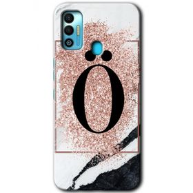 Tecno Spark 7T Pembe Mermer Desenli Ö Harfi Baskılı Uyumlu Silikon Kılıf