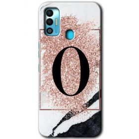 Tecno Spark 7T Pembe Mermer Desenli Ö Harfi Baskılı Uyumlu Silikon Kılıf