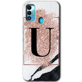 Tecno Spark 7T Pembe Mermer Desenli Ü Harfi Baskılı Uyumlu Silikon Kılıf