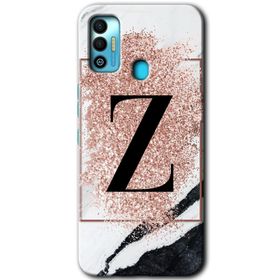 Tecno Spark 7T Pembe Mermer Desenli Z Harfi Baskılı Uyumlu Silikon Kılıf