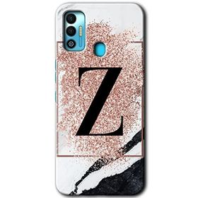 Tecno Spark 7T Pembe Mermer Desenli Z Harfi Baskılı Uyumlu Silikon Kılıf
