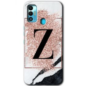 Tecno Spark 7T Pembe Mermer Desenli Z Harfi Baskılı Uyumlu Silikon Kılıf