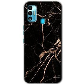 Tecno Spark 7T Siyah Gold Mermer Baskılı Uyumlu Silikon Kılıf