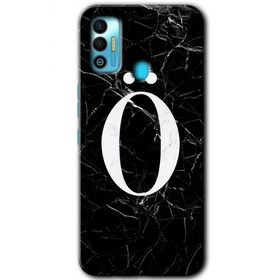 Tecno Spark 7T Siyah Mermer Desenli O Harfi Baskılı Uyumlu Silikon Kılıf