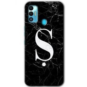 Tecno Spark 7T Siyah Mermer Desenli Ş Harfi Baskılı Uyumlu Silikon Kılıf