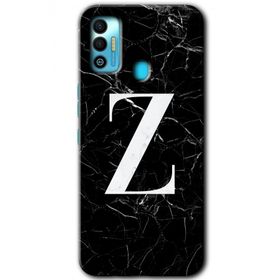 Tecno Spark 7T Siyah Mermer Desenli Z Harfi Baskılı Uyumlu Silikon Kılıf