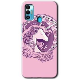 Tecno Spark 7T Unicorn Pembe Baskılı Uyumlu Silikon Kılıf