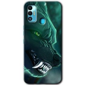 Tecno Spark 7T Yeşil Kurt Baskılı Uyumlu Silikon Kılıf
