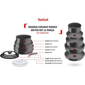 Tefal Ingenio Ceramic Renew Seramik Kaplama 11 Parça Tava Tencere Seti