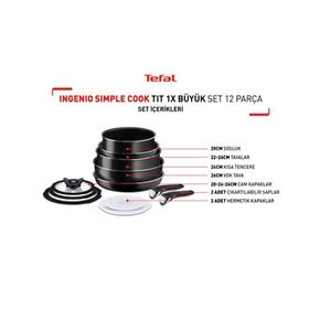 Tefal Ingenio Simple Cook 1X Büyük 12 Parça Tava Tencere Seti