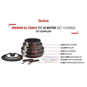 Tefal Ingenio XL Force Titanyum 2X 12 Parça Büyük Set