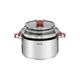 Tefal Optispace İndüksiyon Tabanlı 6 Parça Çelik Tencere Seti