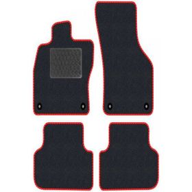 Tegin Audi A4 B5 1996-2001 Siyah Halı Kırmızı Kenar Deri Petek Topuk 2250 gr Paspas