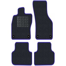 Tegin Audi A8 D3 2003-2010 - Kısa Siyah Halı Mavi Kenar Elipsler Topuk 2250 gr Paspas