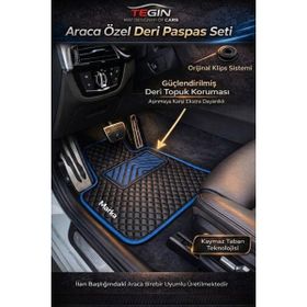 Tegin Mat Designer Of Cars Audi A4 2008-2015 Kaymaz Tabanlı Premium Siyah Deri Mavi Kenar Paspas