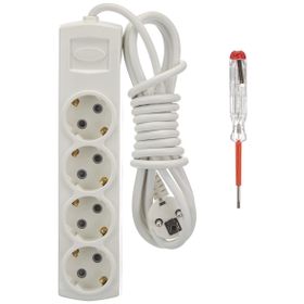 Tek-İş 3 m Topraklı 4'lü Priz + Kontrol Kalemi