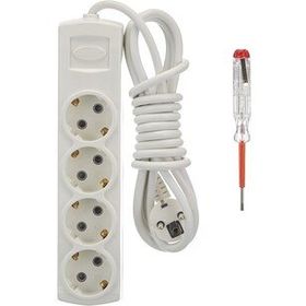Tek-İş 3 m Topraklı 4'lü Priz + Kontrol Kalemi