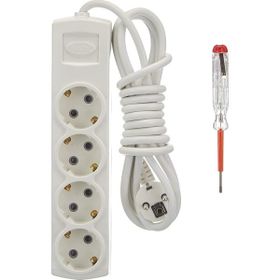 Tek-İş 3 m Topraklı 4'lü Priz + Kontrol Kalemi