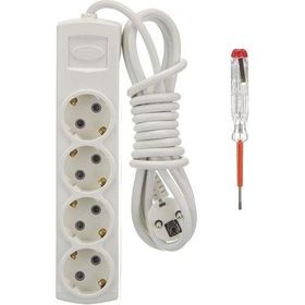 Tek-İş 3 m Topraklı 4'lü Priz + Kontrol Kalemi
