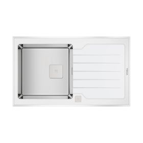 Teka Diamond RS15 1B 1D 86 Beyaz Cam Paslanmaz Çelik Eviye