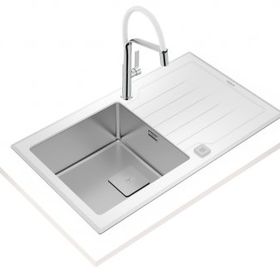 Teka Diamond RS15 1B 1D 86 Beyaz Cam Paslanmaz Çelik Eviye