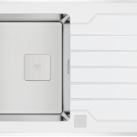 Teka Diamond RS15 1B 1D 86 Beyaz Cam Paslanmaz Çelik Eviye
