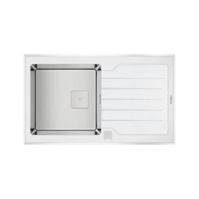 Teka Diamond RS15 1B 1D 86 Beyaz Cam Paslanmaz Çelik Eviye