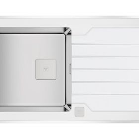 Teka Diamond RS15 1B 1D 86 Beyaz Cam Paslanmaz Çelik Eviye