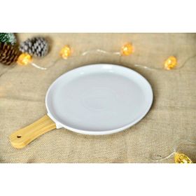 Tekbir YG19-116-12.5D Porselen Bambu Saplı Sunum Tabağı