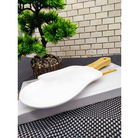Tekbir YG19-116-12.5D Porselen Bambu Saplı Sunum Tabağı