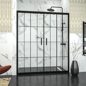 Tekno Duşakabin Black Castor 6 mm Karolajlı Orta Açılır 2 Sabit 2 Sürgü Iki Duvar Arası Duşakabin