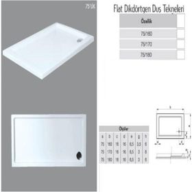 Tekno Duşakabin Dikdörtgen Flat H:5 cm Duş Teknesi