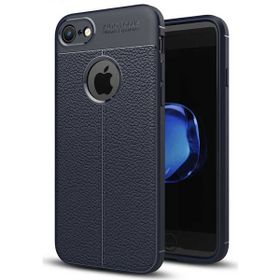 Tekno Grup Apple iPhone Se 2020 Ultra Korumalı Deri Desenli Lüx Niss Cam Ekran Koruyucu Lacivert Silikon Cep Telefonu Kılıf