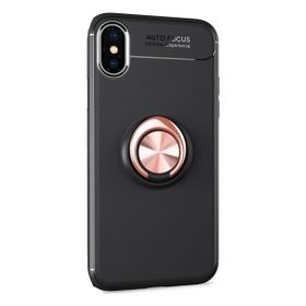 Tekno Grup Apple Iphone XR Ultra Korumalı Yüzüklü Manyetik Ravel Siyah Rose Cam Siyah Rose Gold Ekran Koruyucu