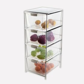 Tekno-Tel 26x39x66 cm Şeffaf 4 Katlı Plastik Sebzelik