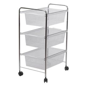 Tekno-Tel 34x48x69 cm Gri Şeffaf 3 Katlı Plastik Çekmeceli Tekerlekli Sebzelik