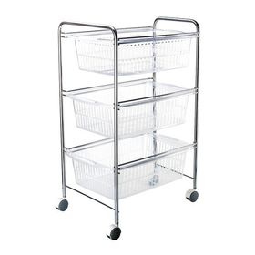 Tekno-Tel 45x71x33 cm Gri Şeffaf 3 Katlı Plastik Çekmeceli Tekerlekli Sebzelik
