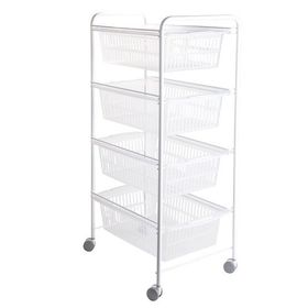 Tekno-Tel 45x91x33 cm Gri Şeffaf 4 Katlı Plastik Çekmeceli Tekerlekli Sebzelik
