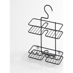Tekno-Tel BK067 Asılabilir Kancalı Askılı Mat Siyah Banyo Rafı