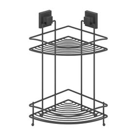 Tekno-Tel EF-253 Yapışkanlı 2 Katlı Siyah Köşelik Banyo Rafı
