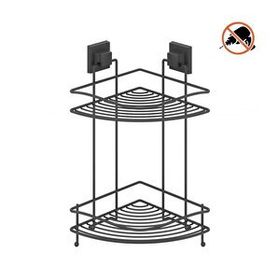 Tekno-Tel EF-253 Yapışkanlı 2 Katlı Siyah Köşelik Banyo Rafı