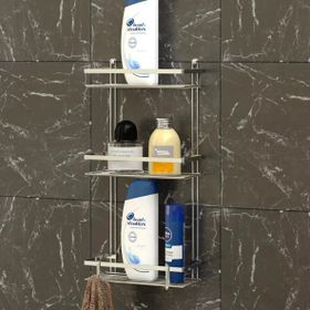 Tekno-Tel ES065H Lamalı Kancalı 3 Katlı Krom Banyo Rafı