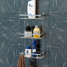Tekno-Tel ES065H Lamalı Kancalı 3 Katlı Krom Banyo Rafı