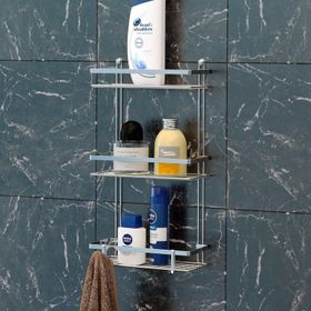 Tekno-Tel ES065H Lamalı Kancalı 3 Katlı Krom Banyo Rafı