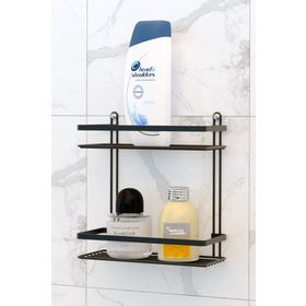 Tekno-Tel ES067 Mat Siyah 2 Katlı Banyo Rafı