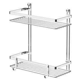 Tekno-Tel ES067H Krom 2 Katlı Kancalı Banyo Rafı