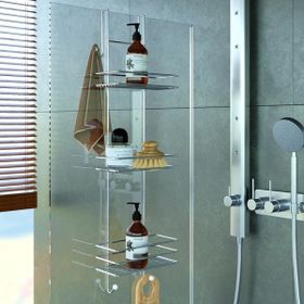 Tekno-Tel Krom LM066 3 Katlı Duşakabin Banyo Rafı