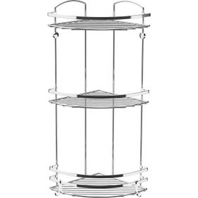 Tekno-Tel LM009H 3 Katlı Kancalı Krom Köşe Rafı