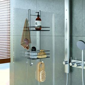Tekno-Tel LM065 Mat Siyah İki Katlı Asmalı Duşakabin Rafı